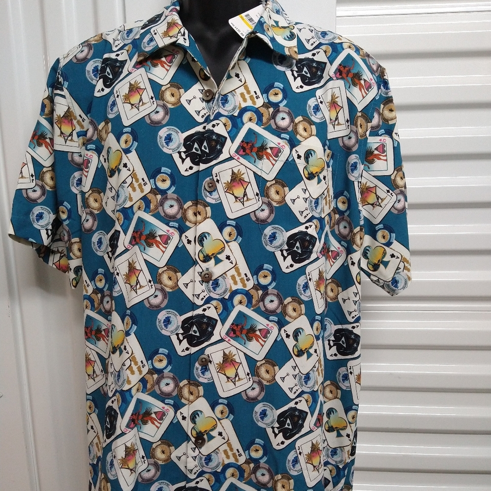 New w/ Tags TOMMY BAHAMAS 100% Silk camp shirt